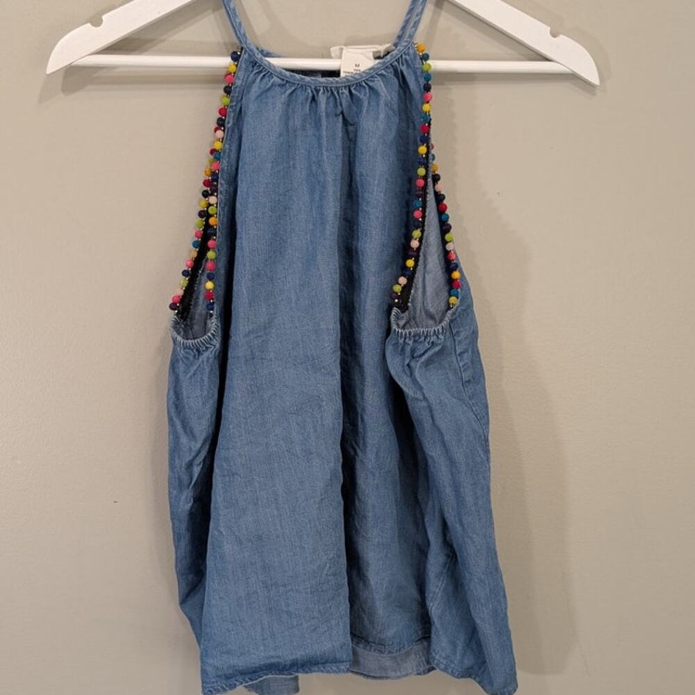 For the Republic Tank Top Tencel Denim Rainbow Trim Pride Kidcore - Size M